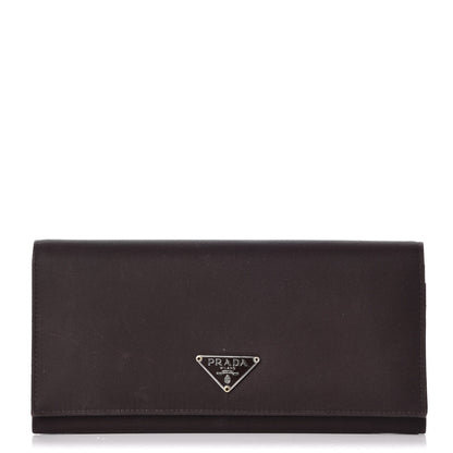 Prada Tessuto Nylon Continental Flap Wallet Ebano 1 of 8