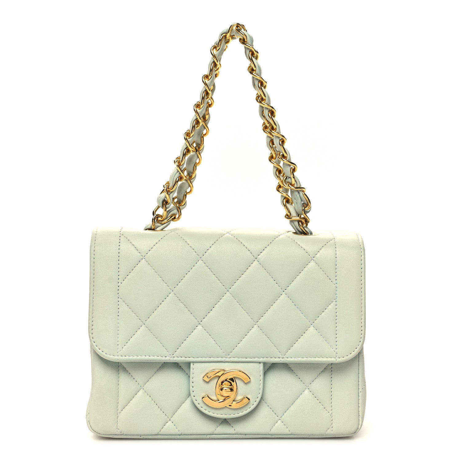 Chanel Lambskin Quilted Mini Square Flap Light Blue 1 of 13