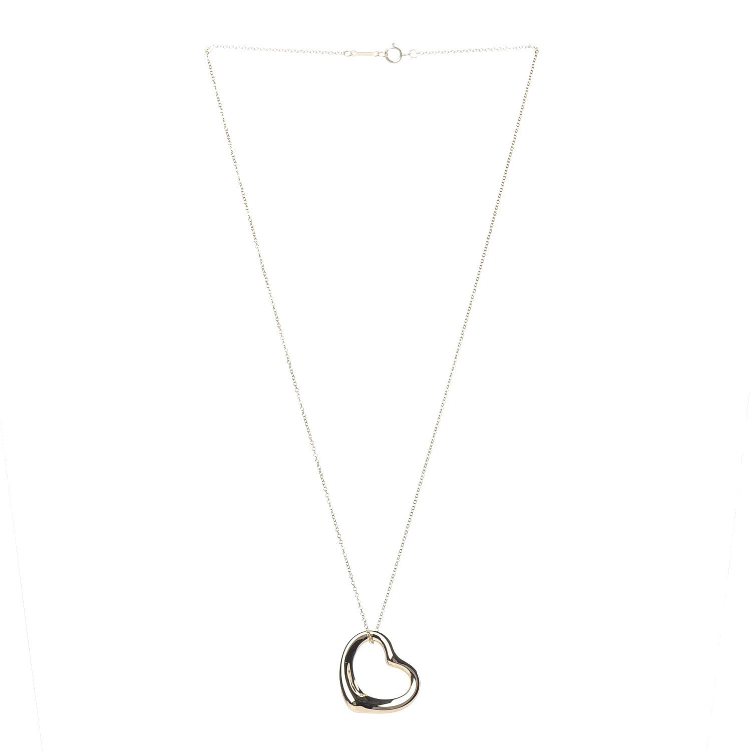 Tiffany 18K Yellow Gold 22mm Elsa Peretti Open Heart Pendant Necklace 3 of 7