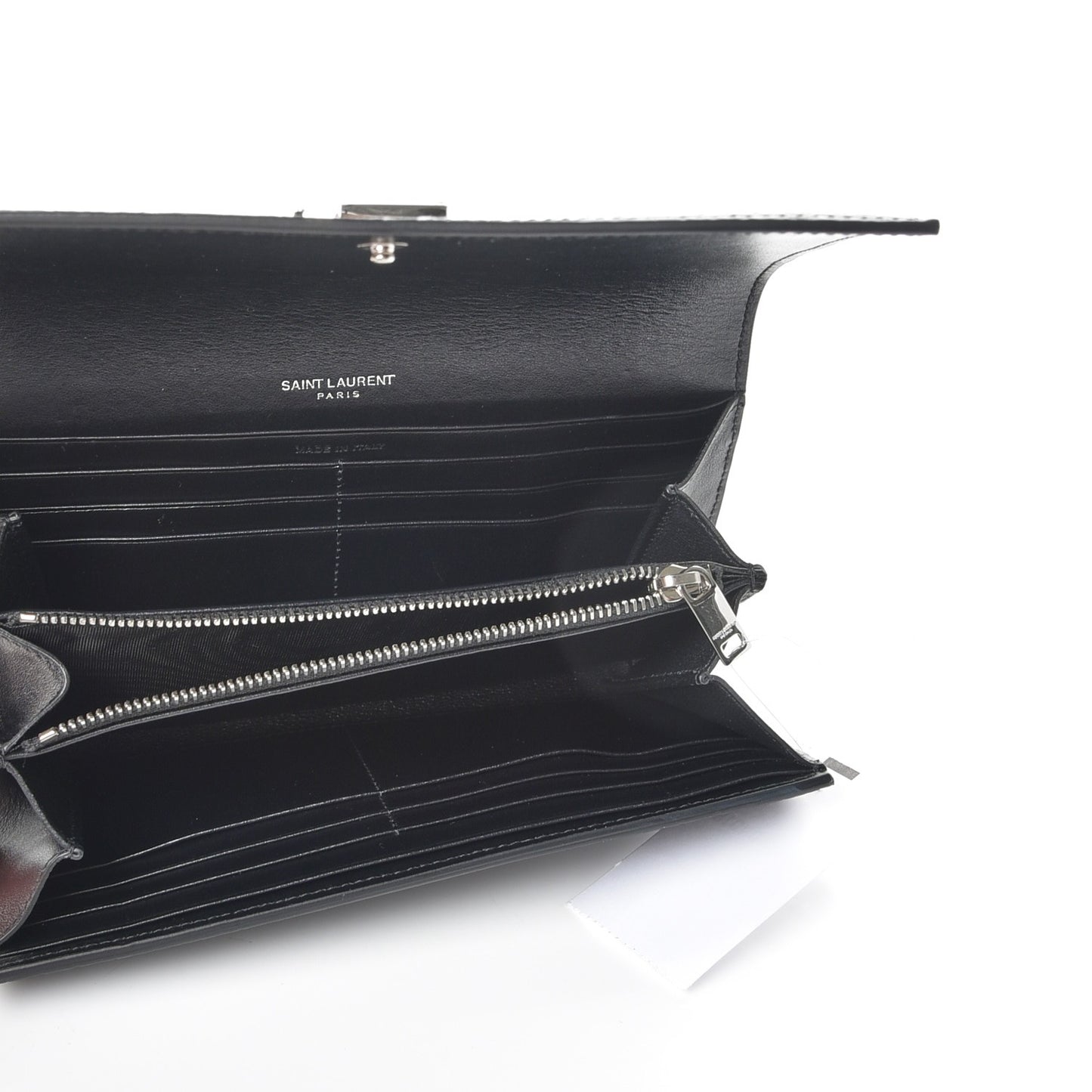 Calfskin Crocodile Embossed Large Monogram Flap Wallet Black