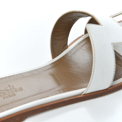 Hermes Box Calfskin Oran Sandals 38.5 White 8 of 24