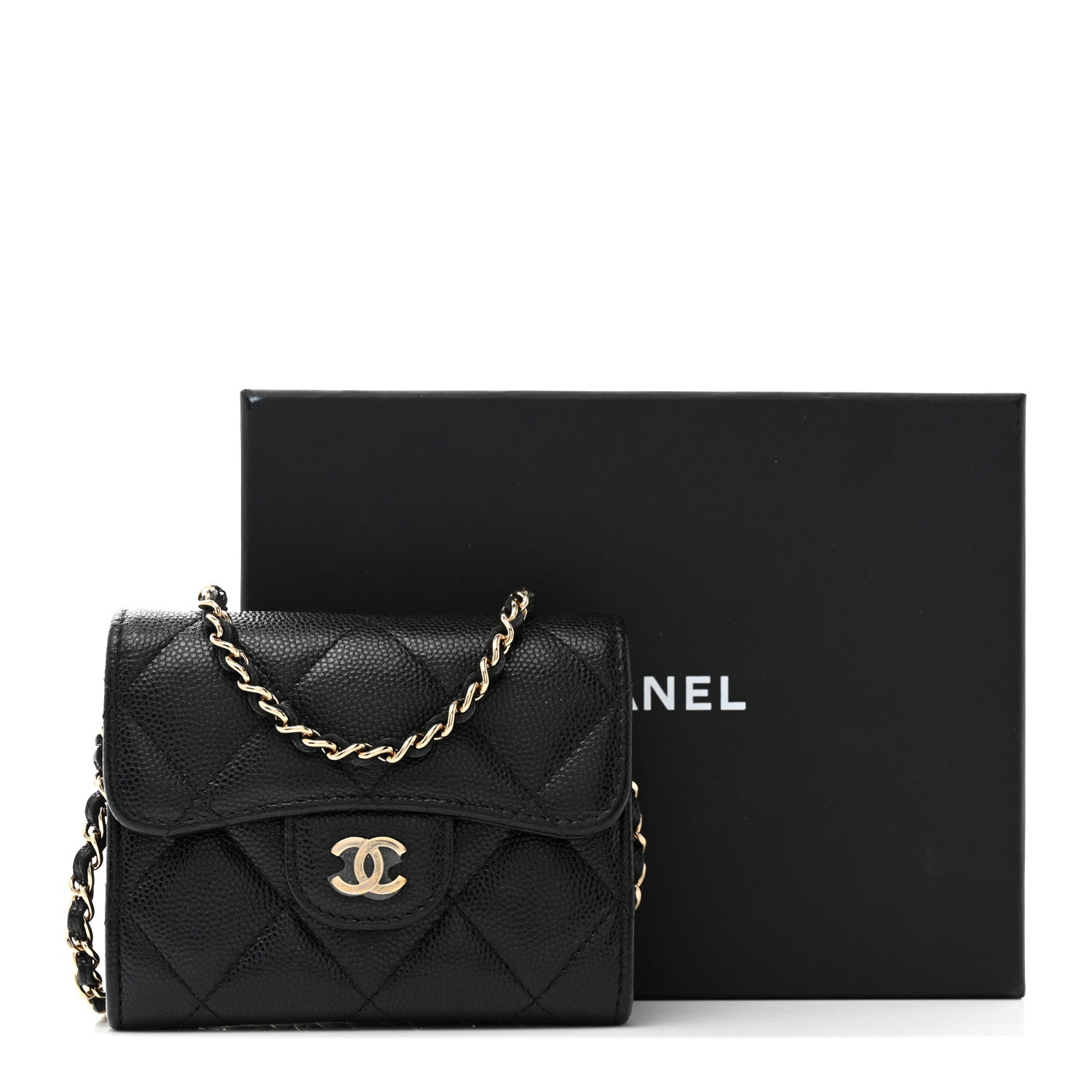 Chanel Caviar Quilted Flap Card Holder On Chain Black 12 of 12