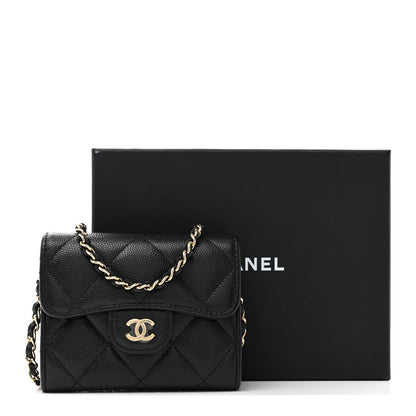 Chanel Caviar Quilted Flap Card Holder On Chain Black 12 of 12