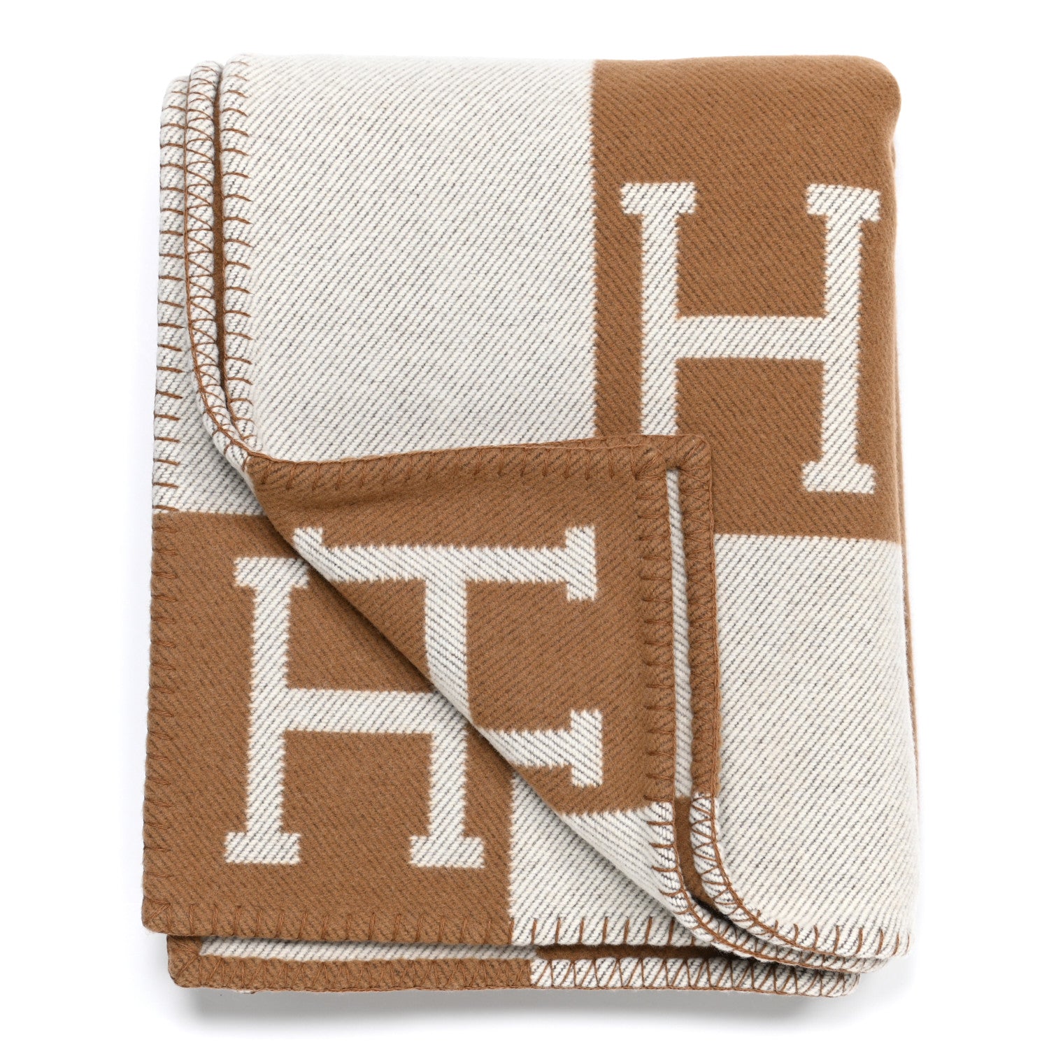 Hermes Wool Cashmere Avalon Blanket Ecru Camel 2 of 3