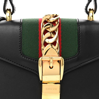 Gucci Calfskin Mini Sylvie Top Handle Bag Black 8 of 14
