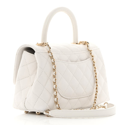 Chanel Caviar Quilted Mini Coco Handle Flap White 3 of 13