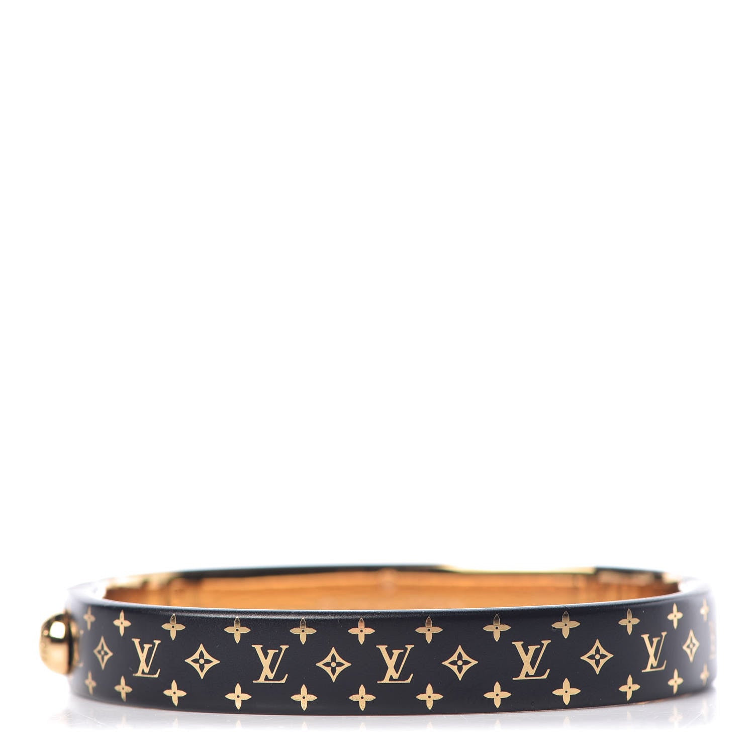 Louis Vuitton Monogram Nanogram Cuff S Black Gold 1 of 7