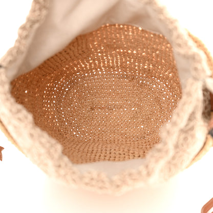 Loewe Calfskin Raffia Anagram Paulas Ibiza Pochette Bag Natural Tan 5 of 13