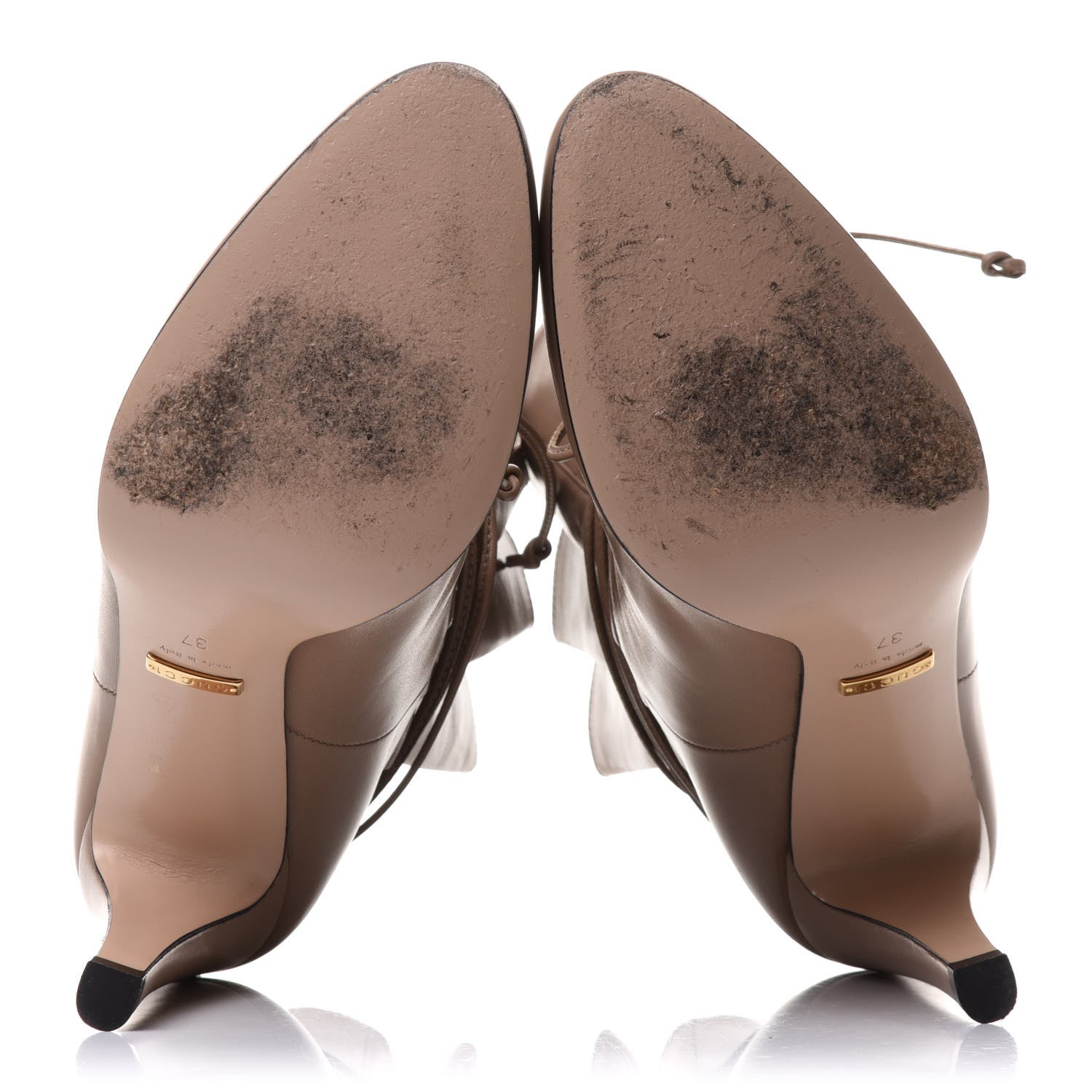 Gucci Malaga Kid Indya Bow Tie Ankle Boots 37 Mud 7 of 11