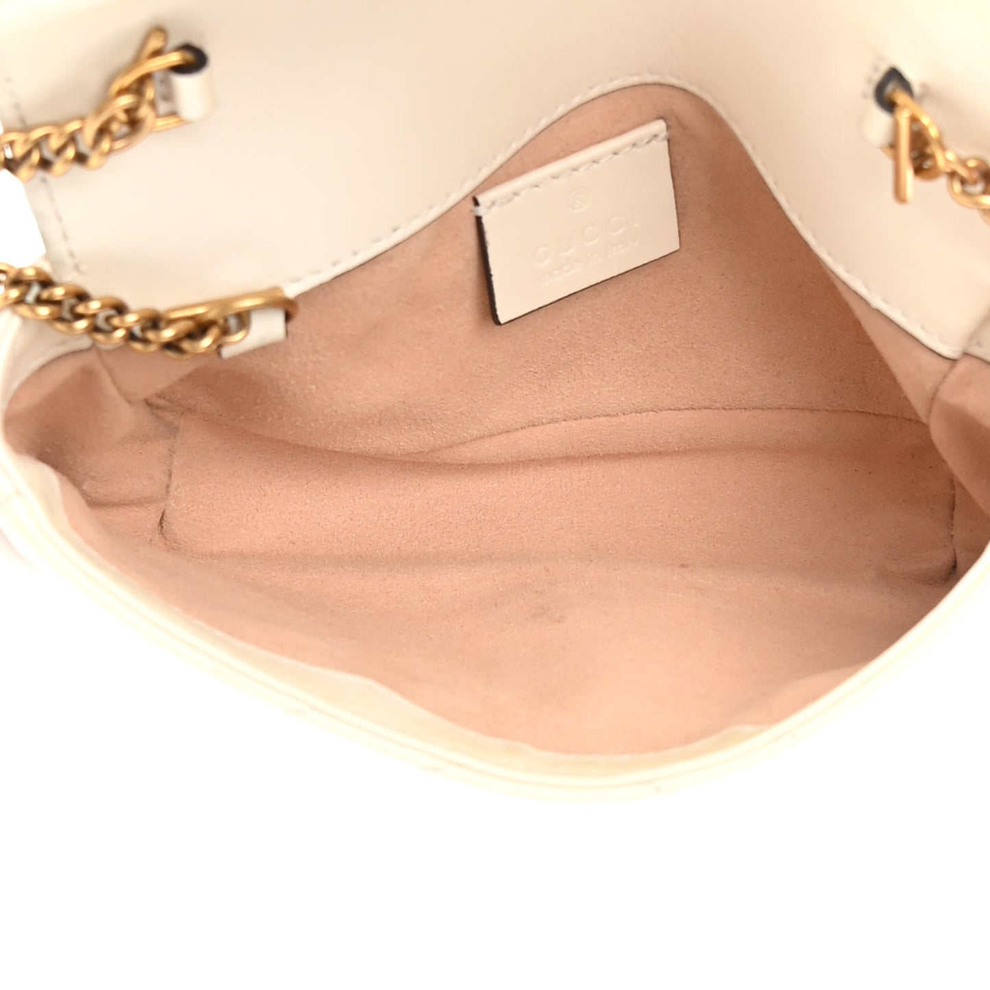 Calfskin Matelasse Super Mini GG Marmont Shoulder Bag White