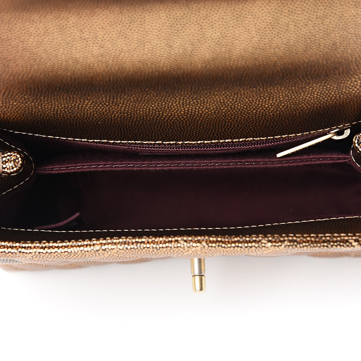Metallic Caviar Quilted Mini Coco Handle Flap Gold