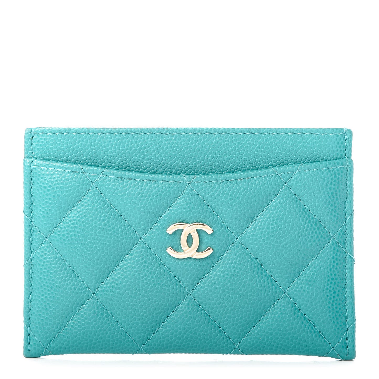 Caviar Quilted Card Holder Turquoise
