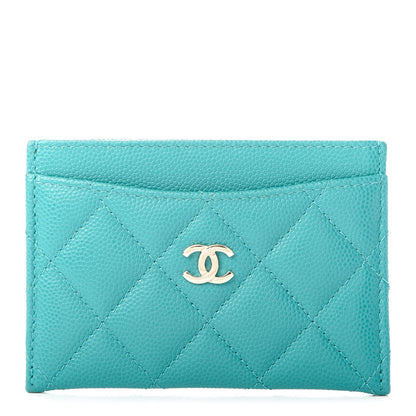 Chanel Caviar Quilted Card Holder Turquoise 1 of 9