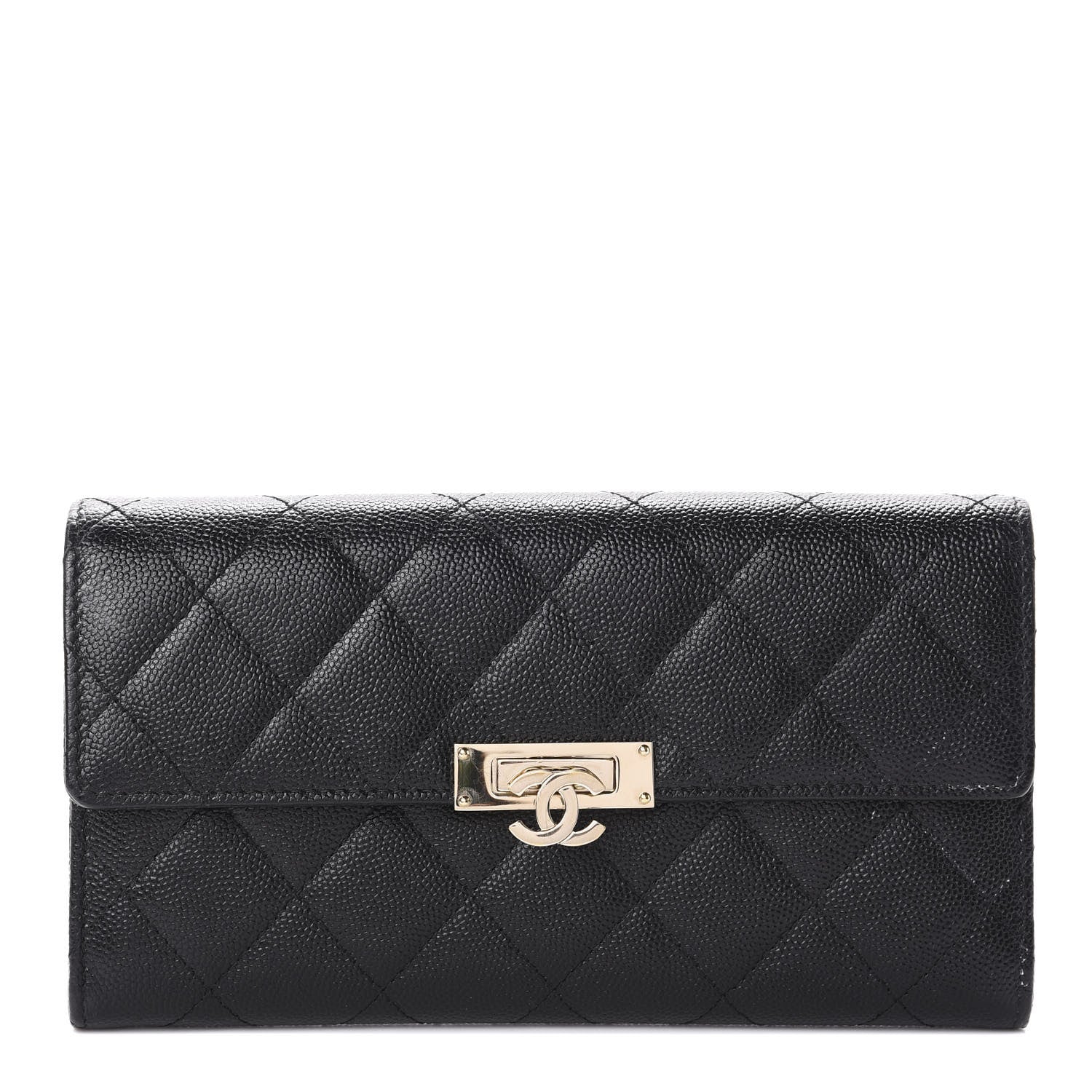 Chanel Caviar Quilted Large Golden Class Gusset Flap Wallet Black 1 of 7