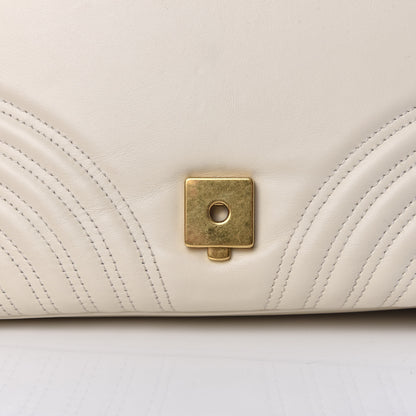 Gucci Calfskin Matelasse Small GG Marmont Top Handle Shoulder Bag White 12 of 13