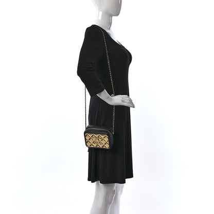 Chanel Lambskin Quilted Golden Plate Clutch With Chain Black 2 of 10