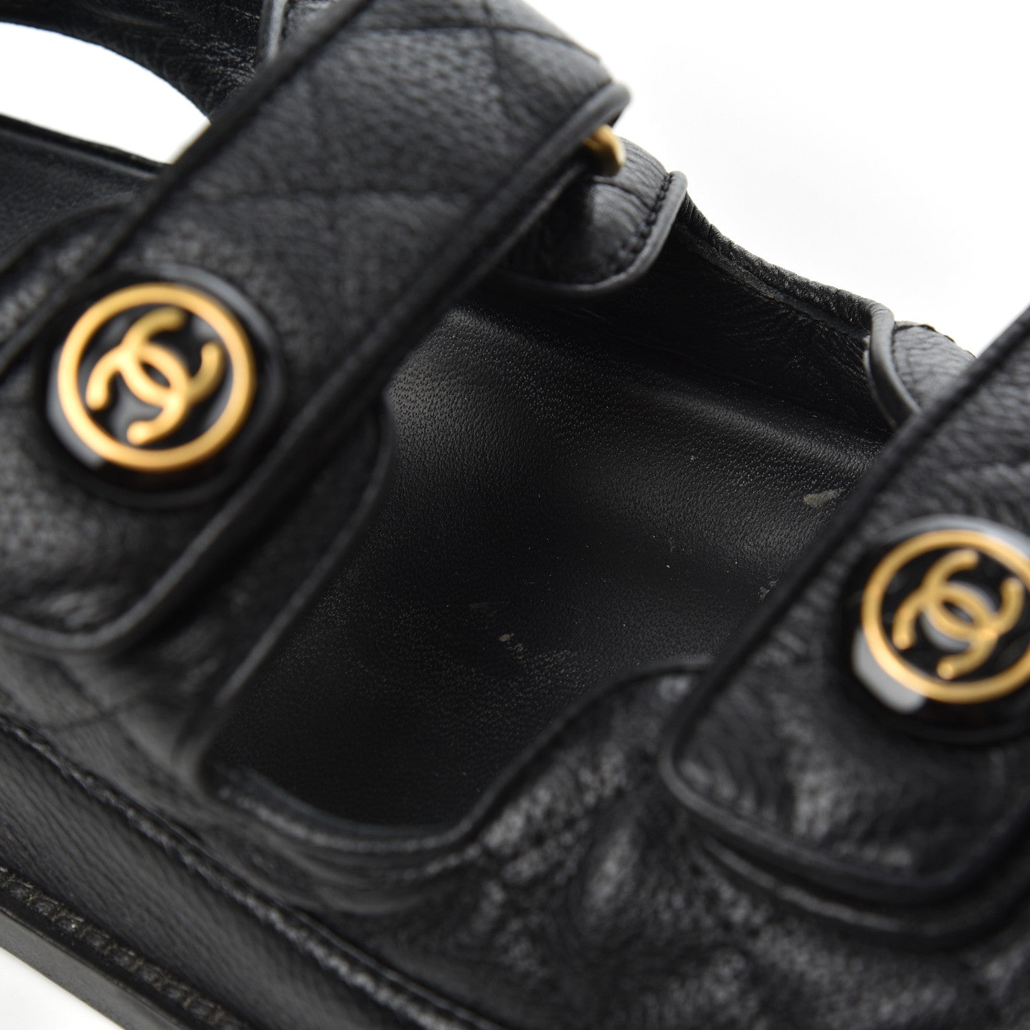 Chanel Grained Calfskin Velcro Dad Sandals 38 Black 11 of 23