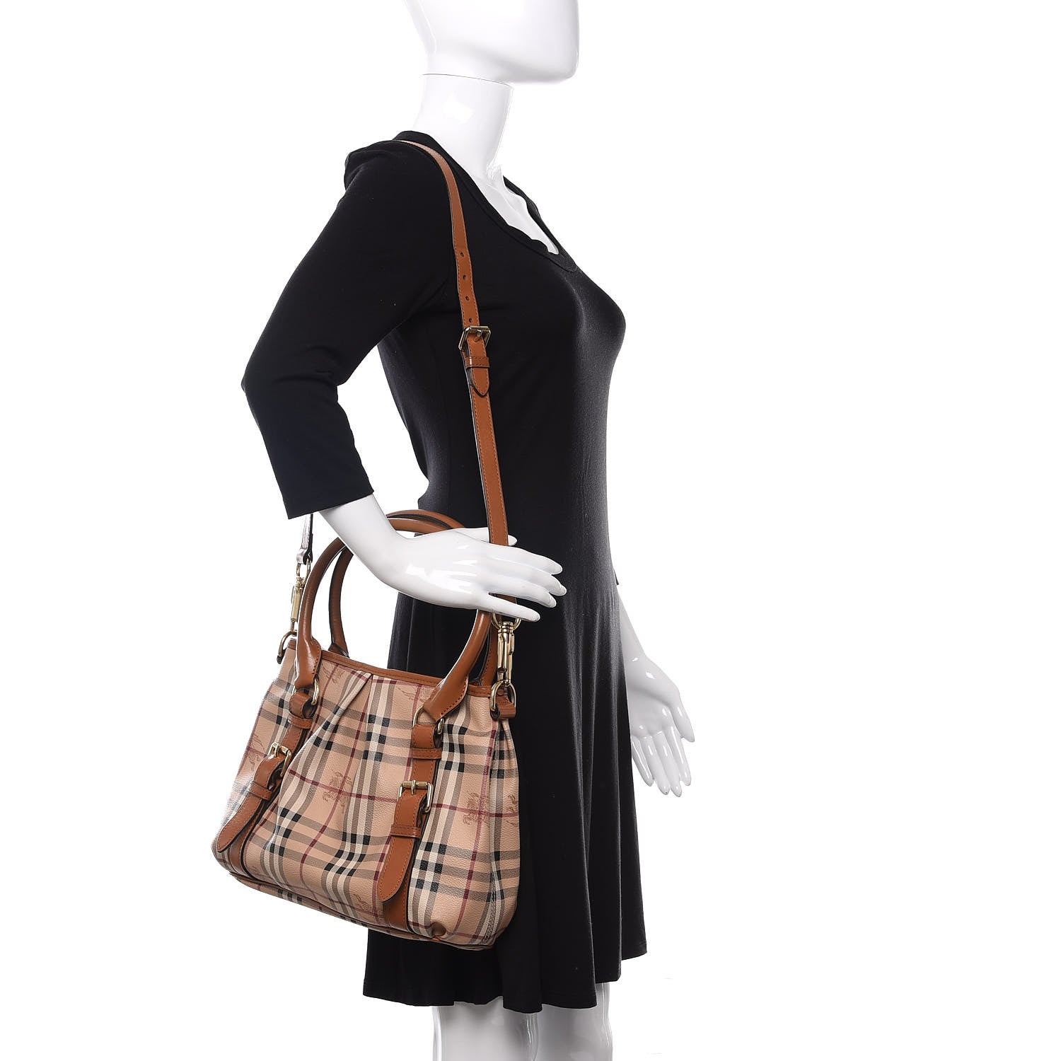 Burberry Haymarket Check Small Northfield Tote Mid Camel 2 of 9