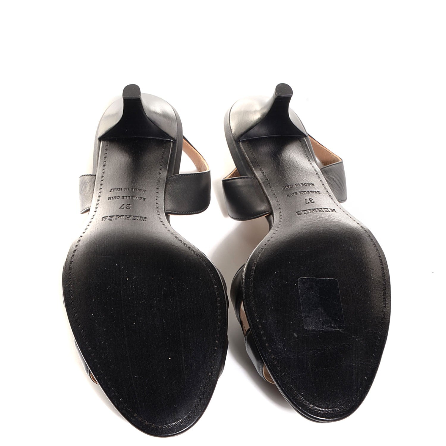 Hermes Calfskin Ottomane Slingback Sandals 37 Black 4 of 5