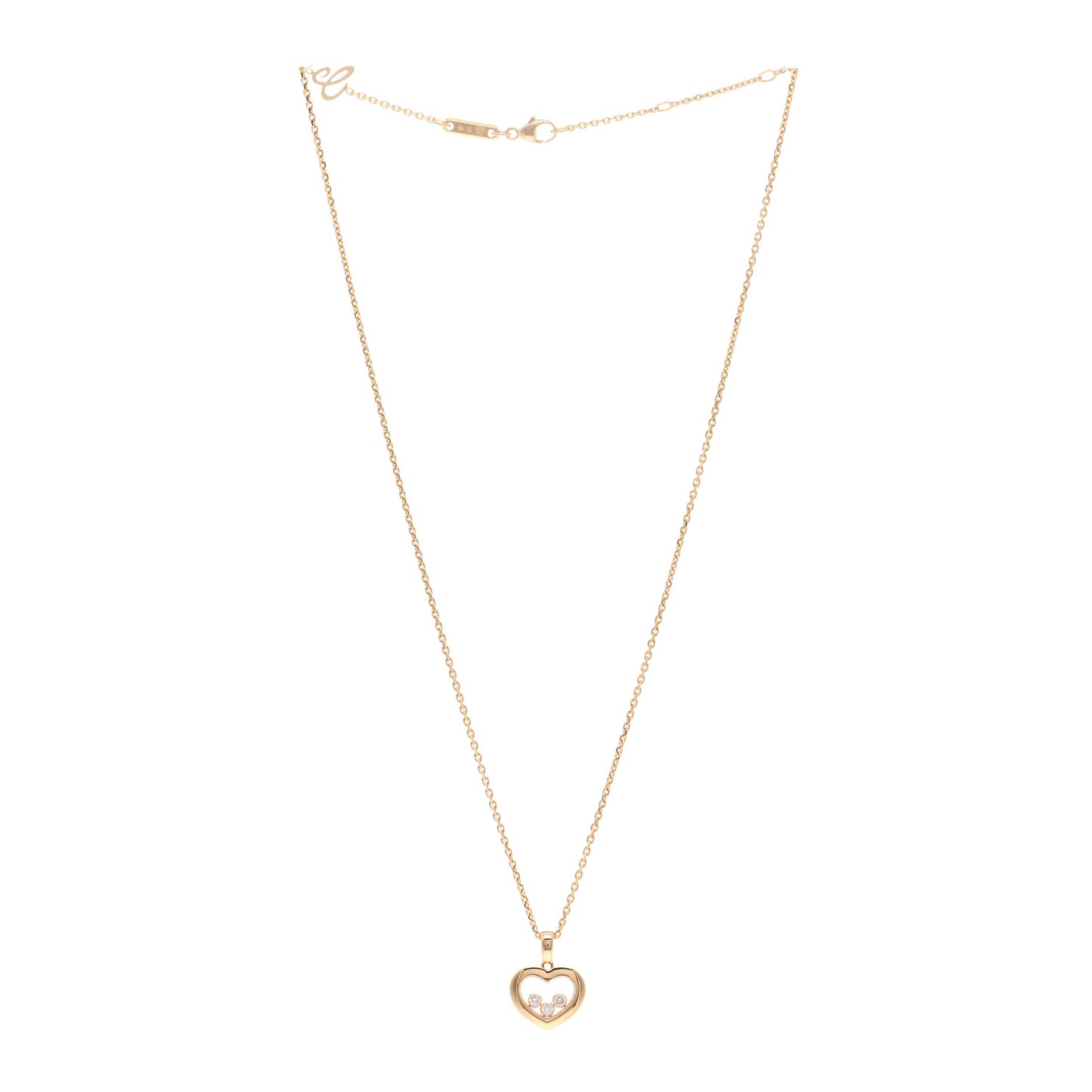 18K Yellow Gold Happy Diamonds Icons Floating Heart Pendant Necklace