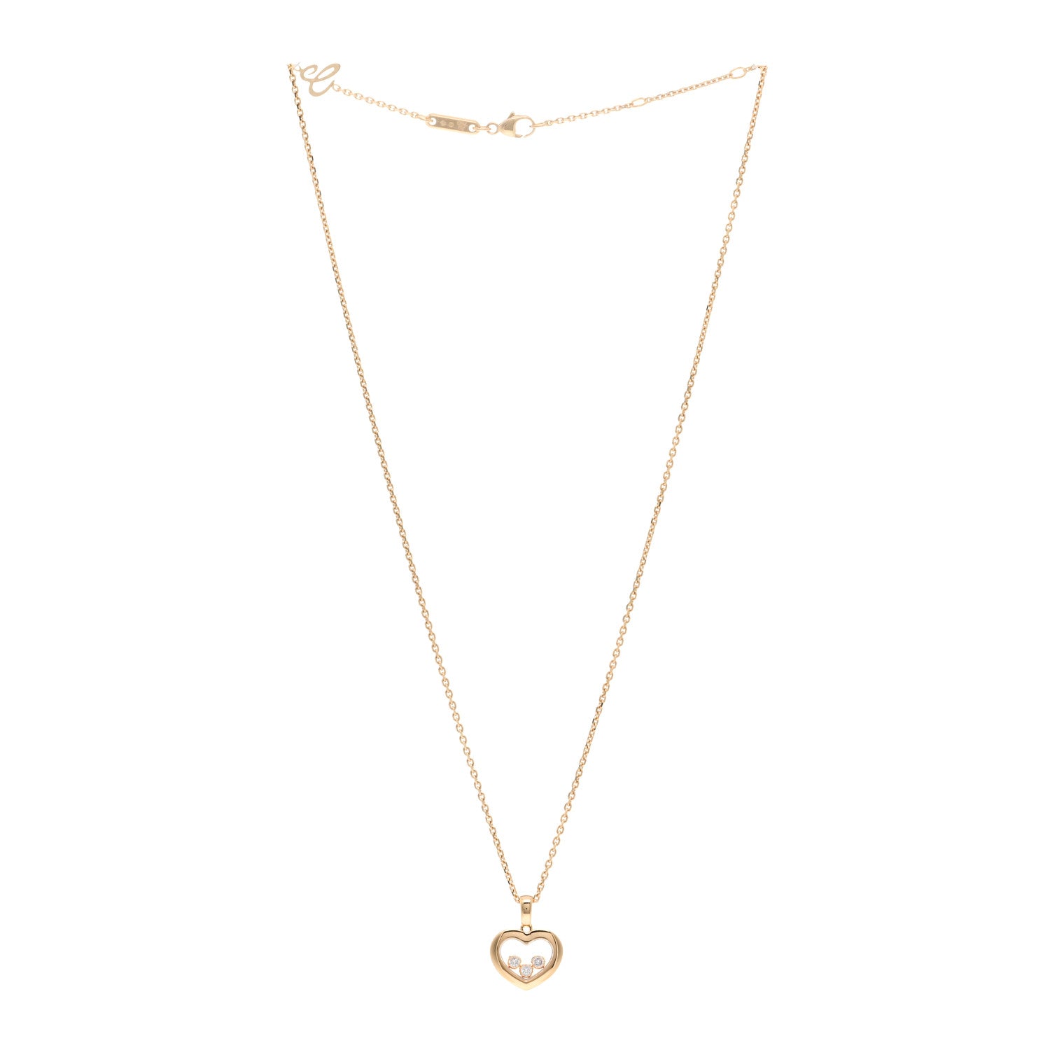 Chopard 18K Yellow Gold Happy Diamonds Icons Floating Heart Pendant Necklace 3 of 5