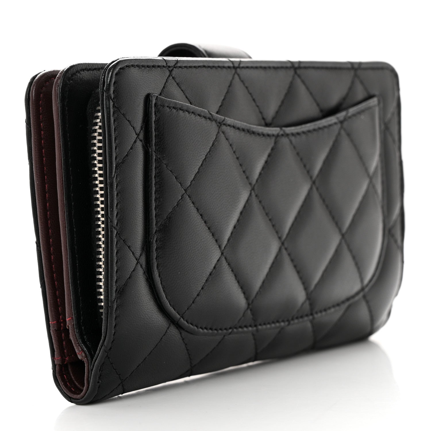 Chanel Lambskin Quilted Zipped Pocket Wallet Black 3 of 15