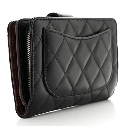 Chanel Lambskin Quilted Zipped Pocket Wallet Black 3 of 15