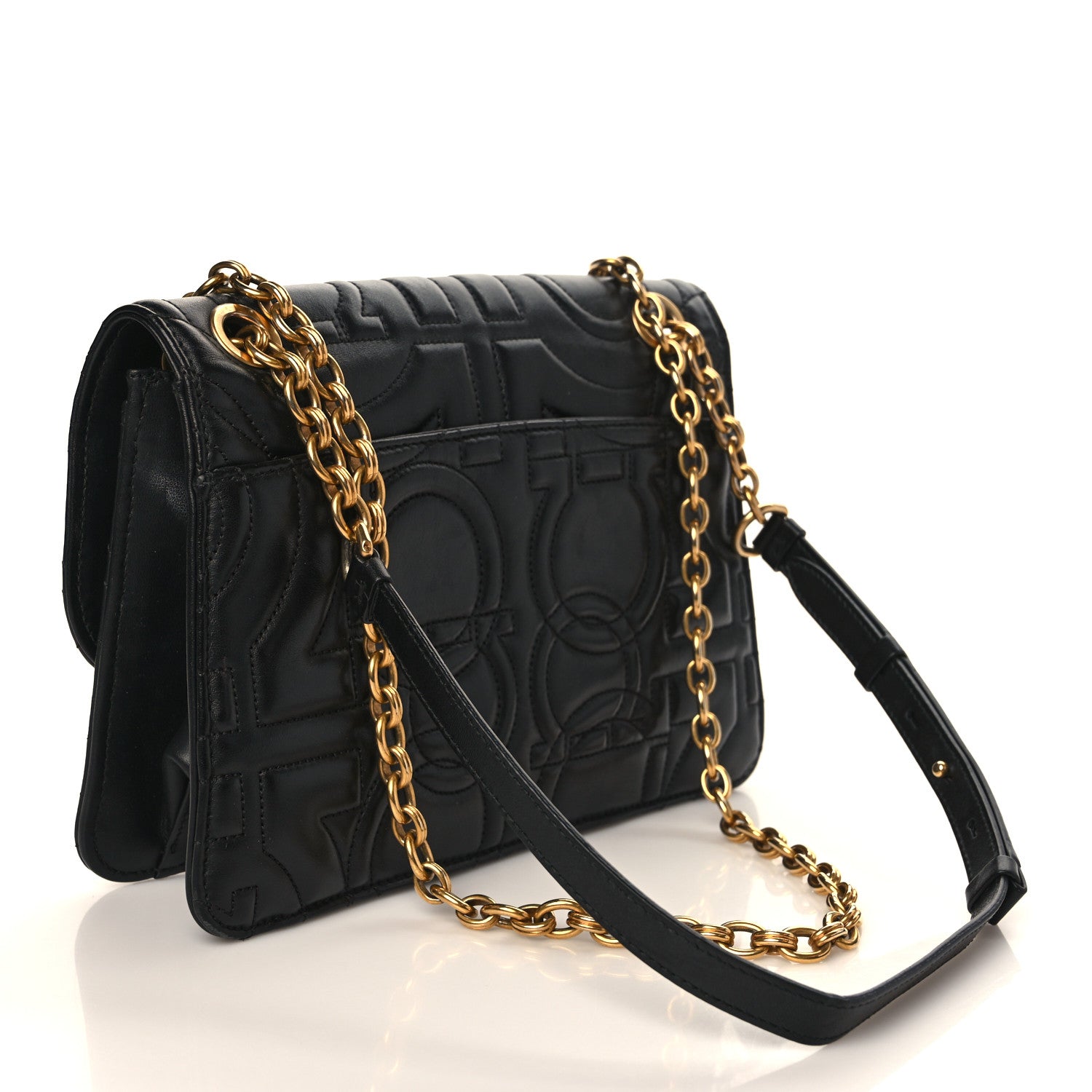 Salvatore Ferragamo Calfskin Quilted Gancini Flap Bag Black 3 of 11
