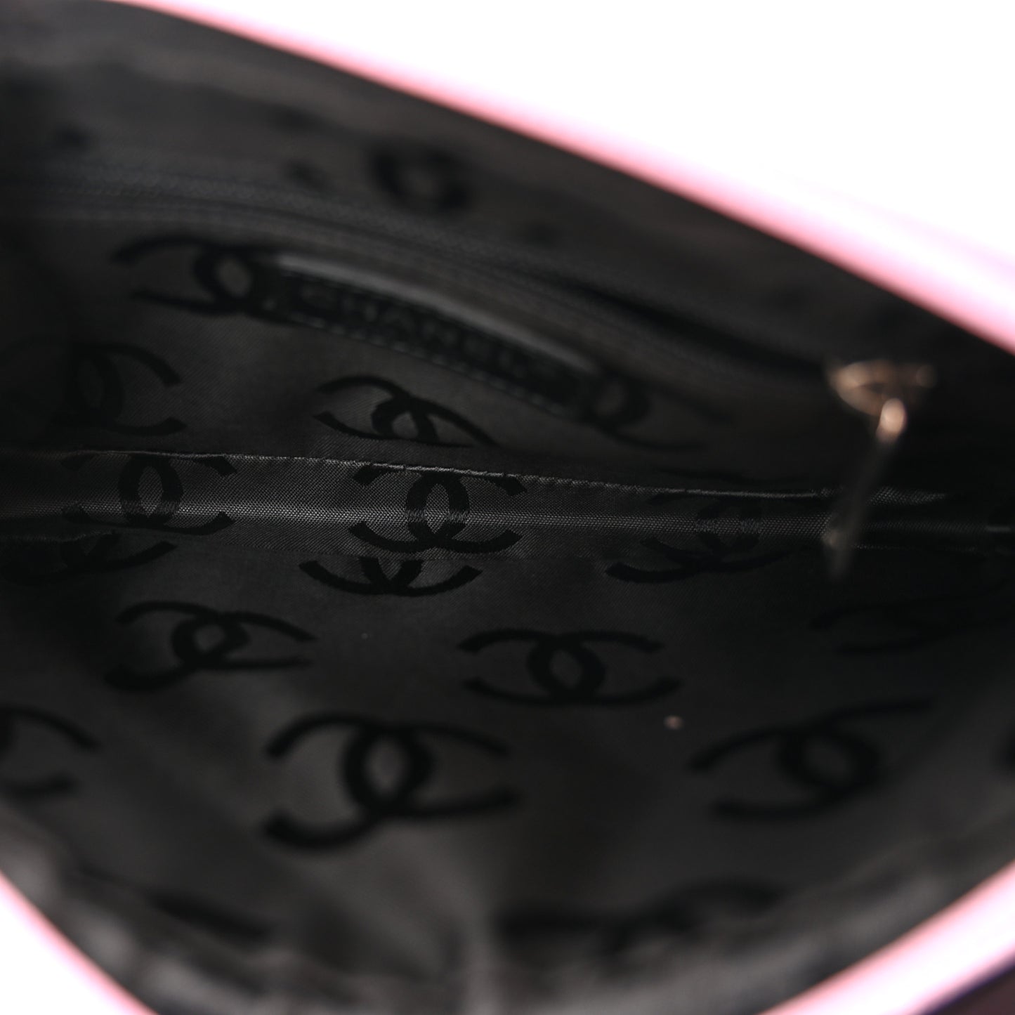 Calfskin Quilted Cambon Pochette Pink Black