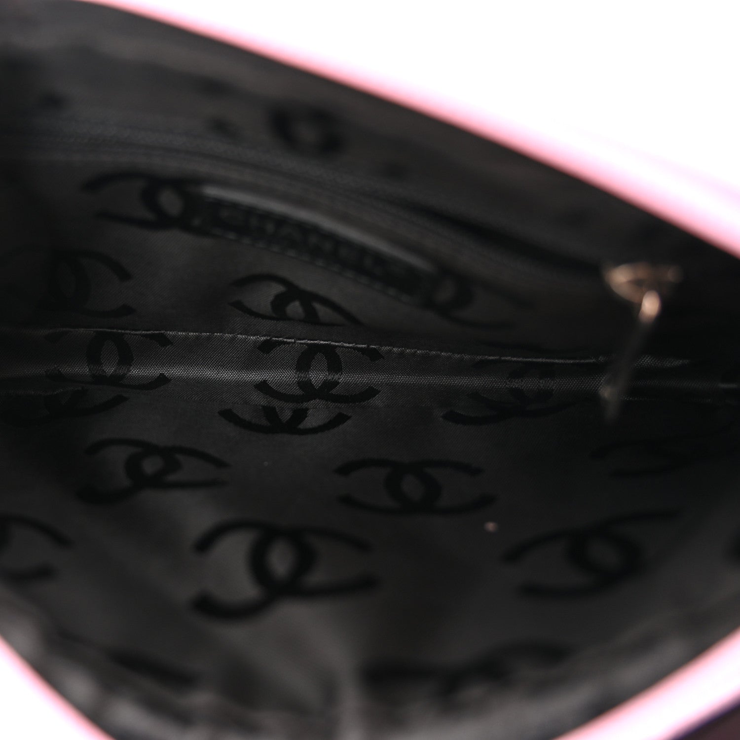 Chanel Calfskin Quilted Cambon Pochette Pink Black 5 of 10