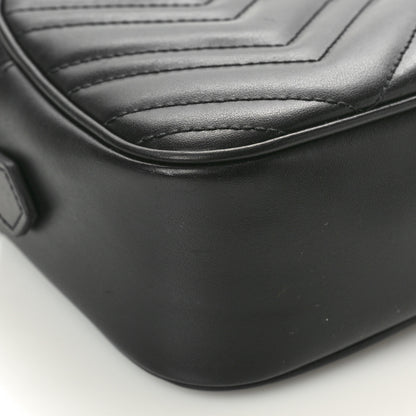 Gucci Calfskin Matelasse Monochrome Small GG Marmont Chain Shoulder Bag Black 9 of 10