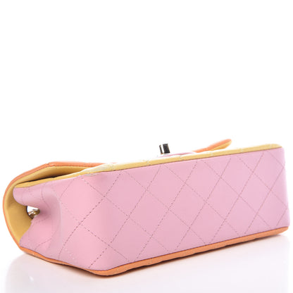 Chanel Lambskin Quilted Tri-Color Mini Rectangular Flap Orange Yellow Pink 4 of 13
