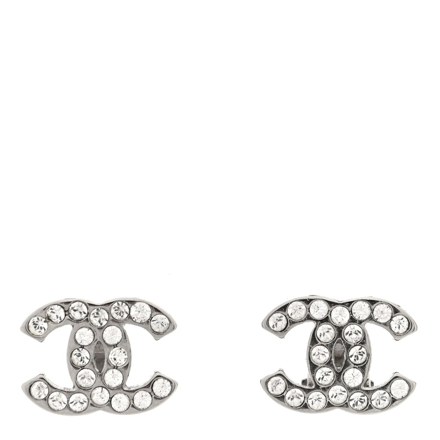 Crystal CC Clip on Earrings Silver