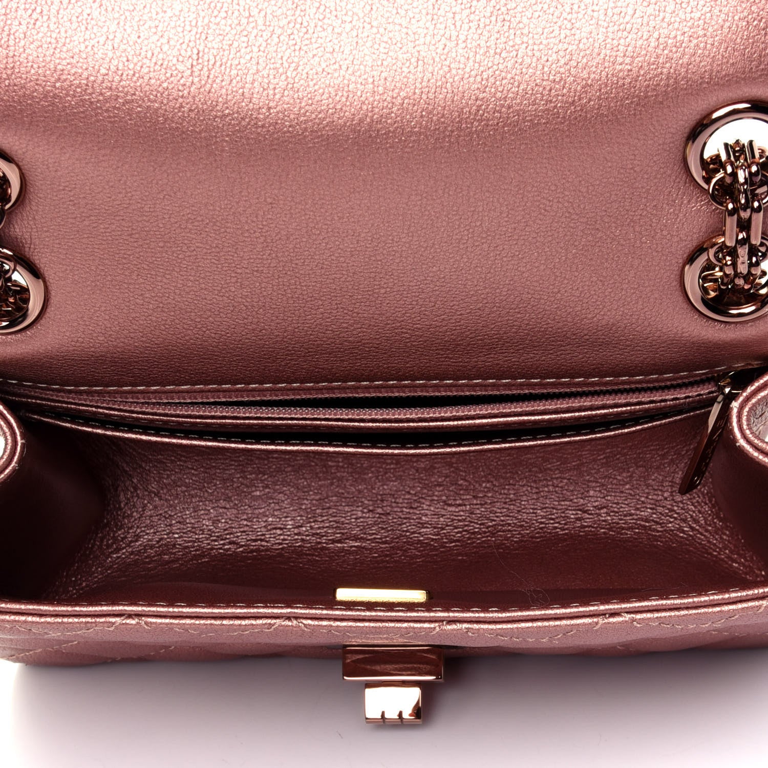 Chanel Metallic Grained Calfskin Quilted 2.55 Reissue Mini Flap Copper Pink 4 of 4