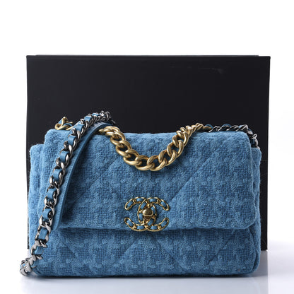 Chanel Tweed Quilted Medium 19 Flap Turquoise 11 of 11