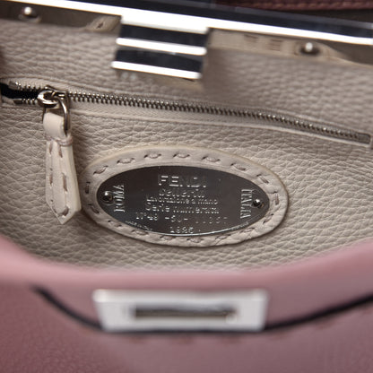 Fendi Cuoio Romano Selleria Bi-Color Mini Peekaboo Iconic Satchel English Rose Camelia 8 of 9