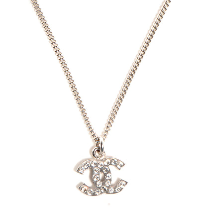Chanel Crystal CC Timeless Necklace Silver 1 of 5
