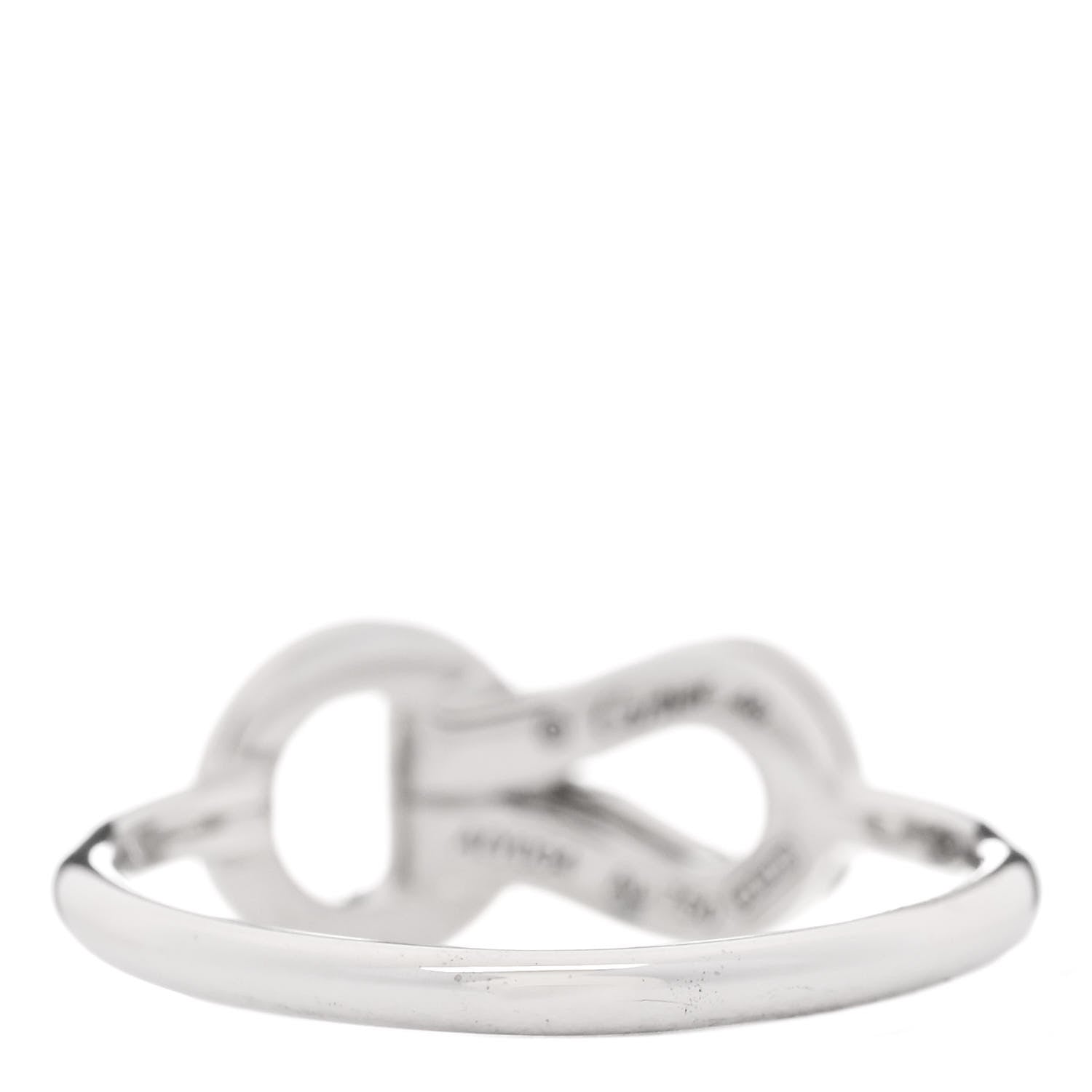 Cartier 18K White Gold Diamond Agrafe Ring 48 4.5 3 of 5