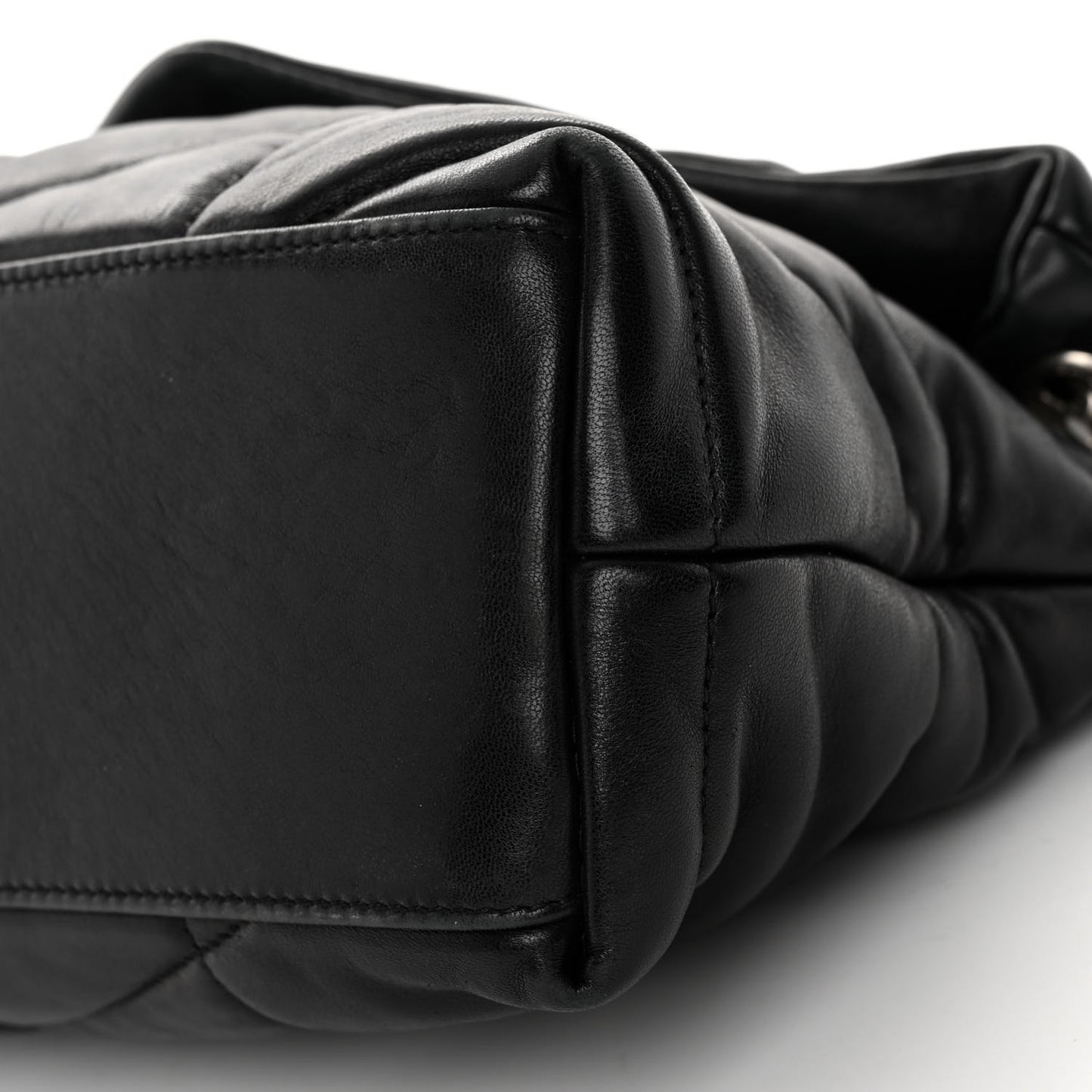 Lambskin Quilted Small Loulou Puffer Monogram Chain Satchel Black