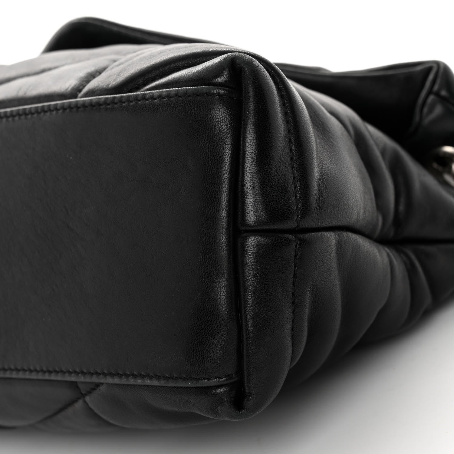 Saint Laurent Lambskin Quilted Small Loulou Puffer Monogram Chain Satchel Black 9 of 9