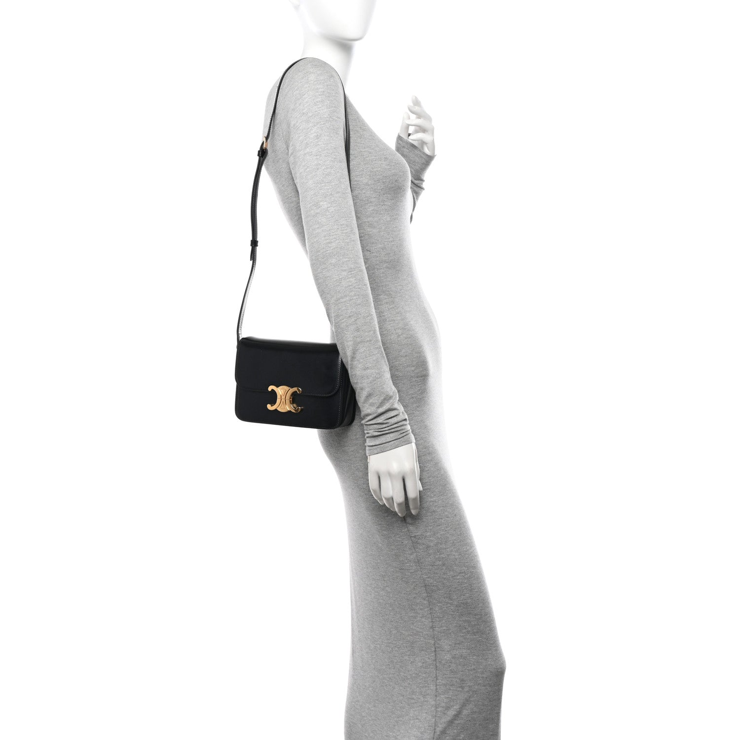 Celine Shiny Calfskin Teen Triomphe Black 2 of 10