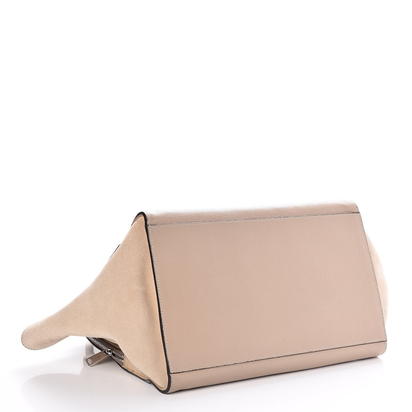 Drummed Calfskin Suede Double Zip Trapeze Sand