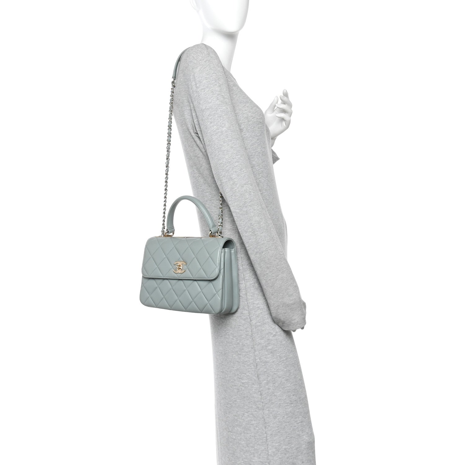 Chanel Lambskin Quilted Small Trendy CC Flap Dual Handle Bag Light Grey 2 of 10