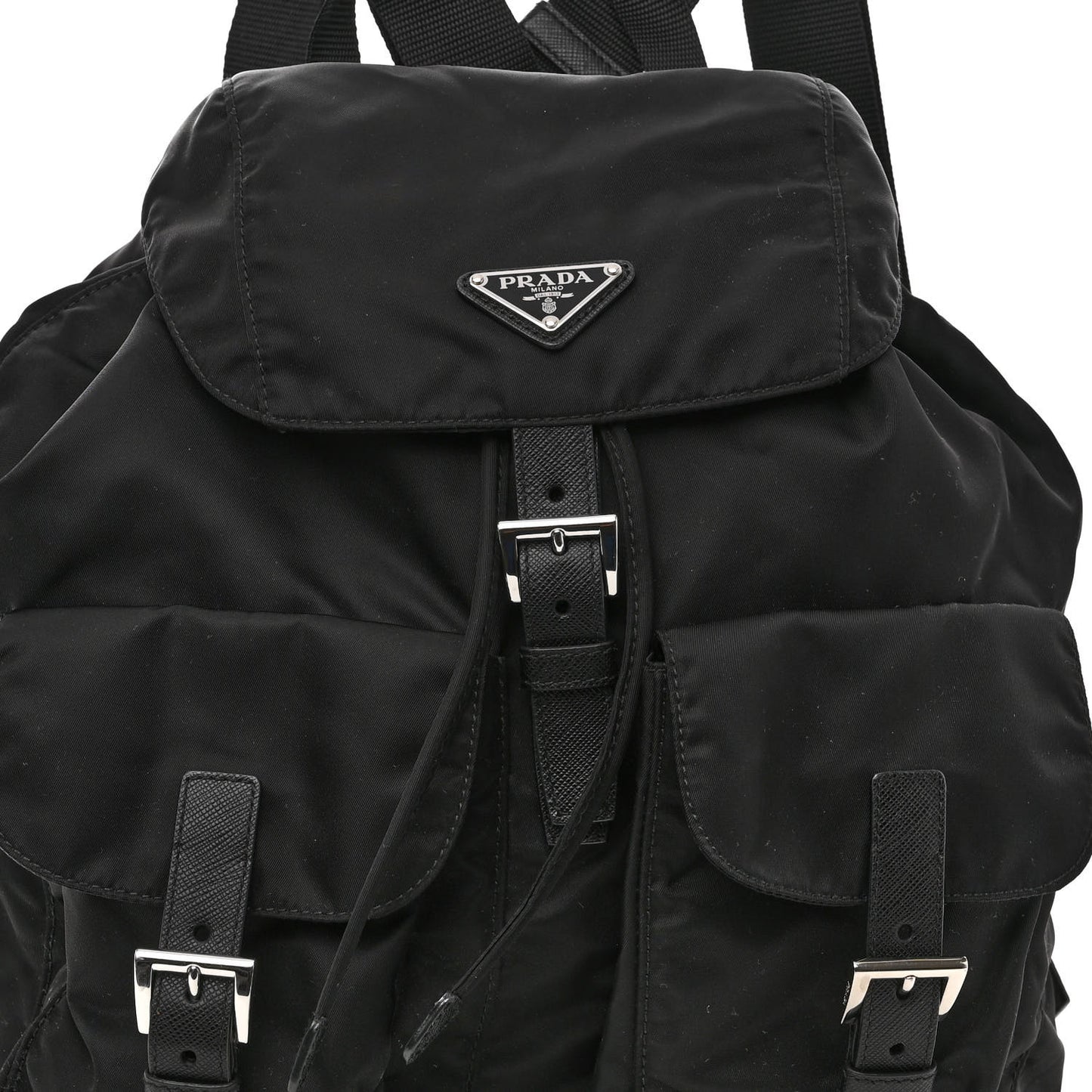 Tessuto Nylon Saffiano Medium Backpack Black