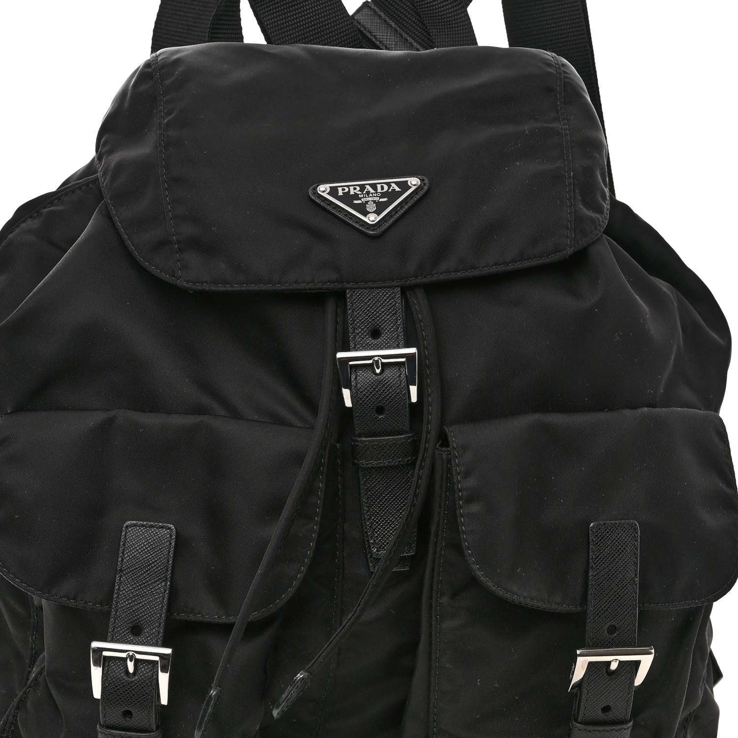 Prada Tessuto Nylon Saffiano Medium Backpack Black 7 of 9