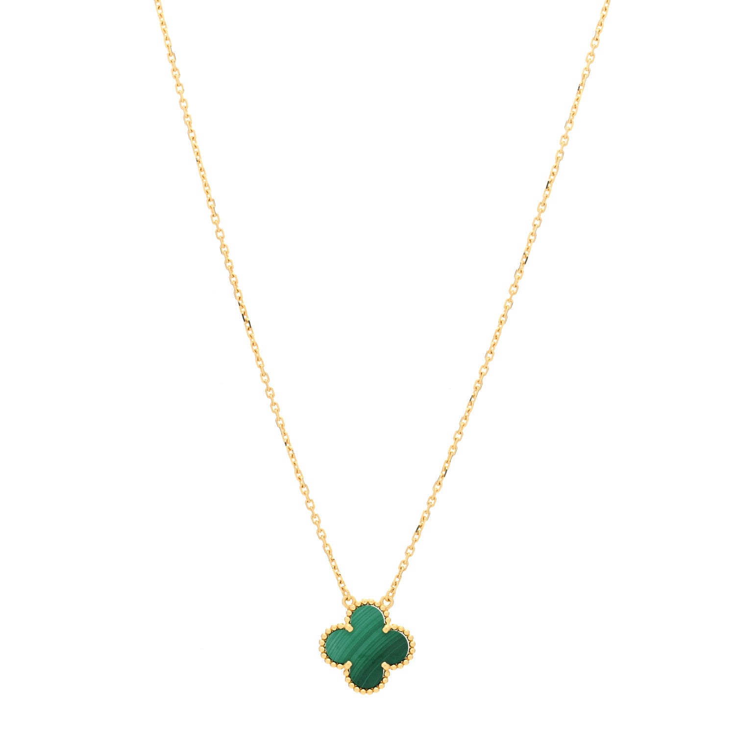 Van Cleef & Arpels 18K Yellow Gold Malachite Vintage Alhambra Pendant Necklace 1 of 4