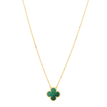 Van Cleef & Arpels 18K Yellow Gold Malachite Vintage Alhambra Pendant Necklace 1 of 4