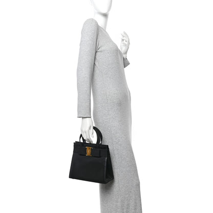 Salvatore Ferragamo Calfskin Medium Vara Bow Top Handle Tote Black 2 of 9