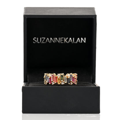 Suzanne Kalan 18K Yellow Gold Diamond Sapphire Ruby Shimmer Audrey Rainbow Eternity Band Ring 57 8 5 of 5