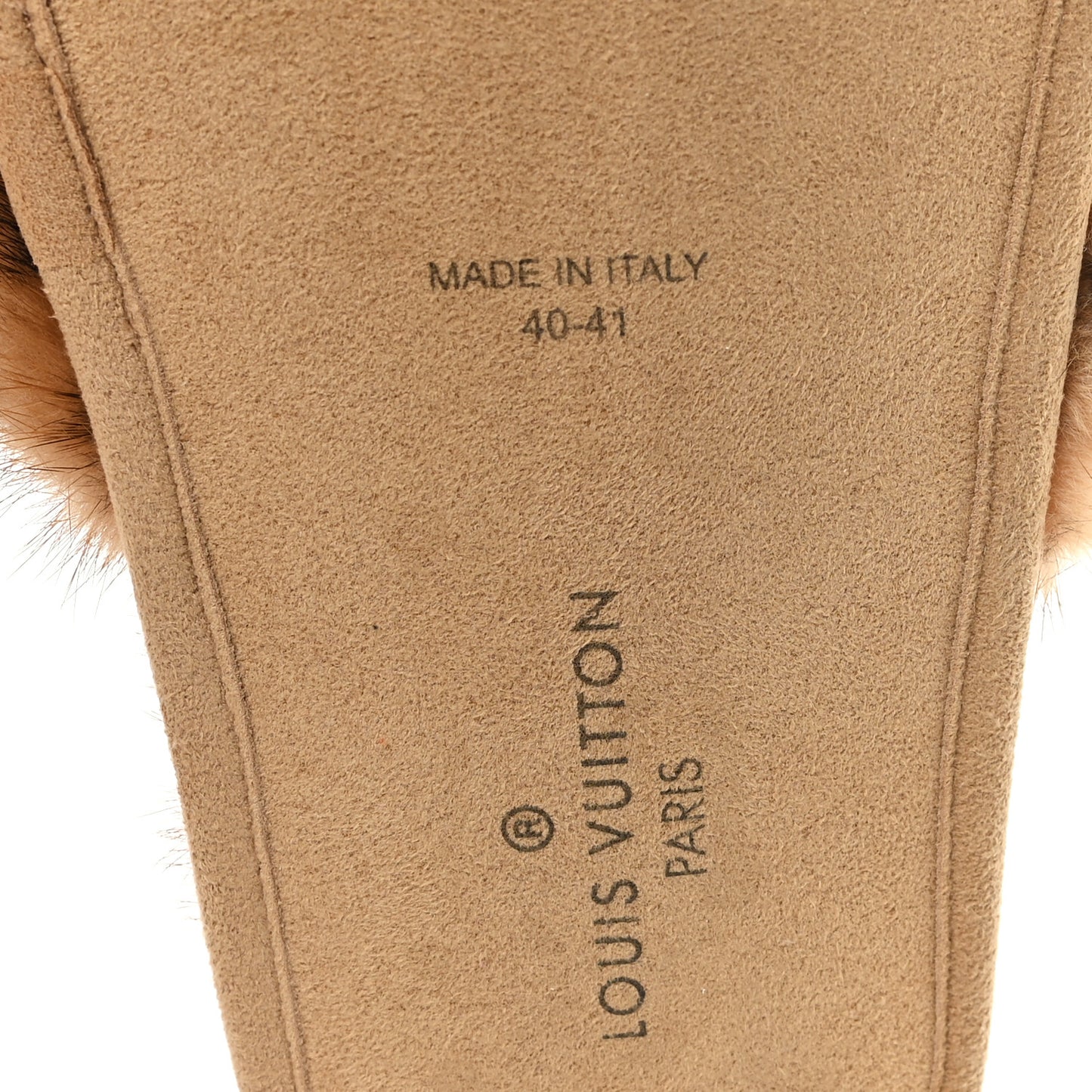 Mink Fur LV Suite Slippers Cognac 40-41
